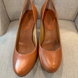 Brown Nude Leather High Heel Pumps size 9